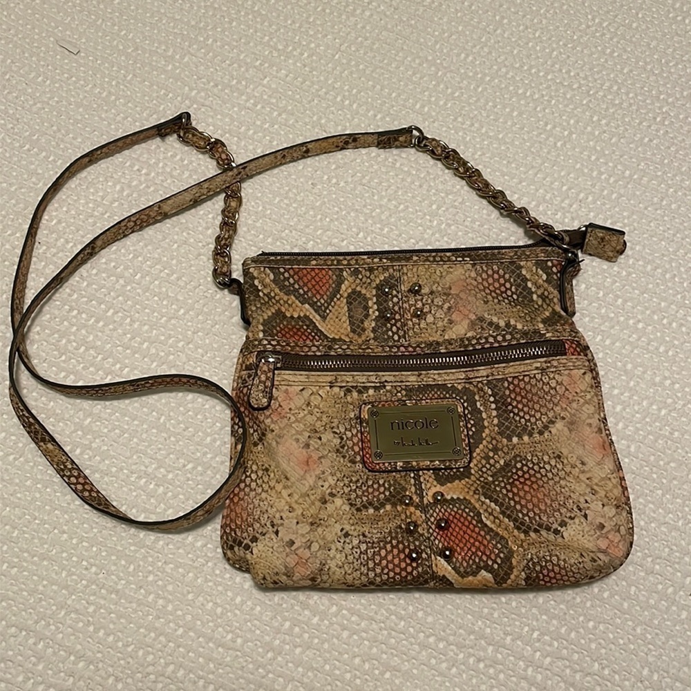 Nicole Miller Faux Snakeskin Print Cossbody